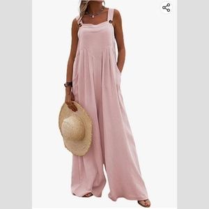 Plus size wide leg jumpsuit/overalls